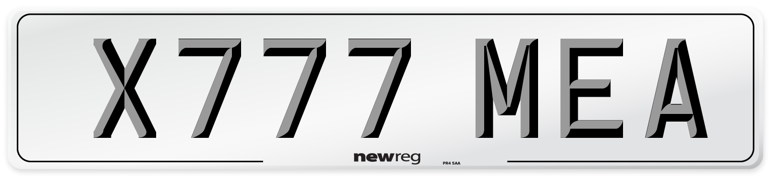 X777 MEA Number Plate from New Reg